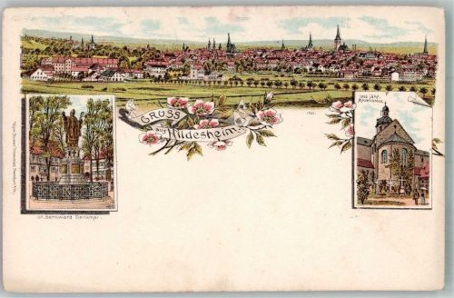 Hildesheim Panorama der Stadt St. Bernward Denkmal 1000 jähriger Rosenstock