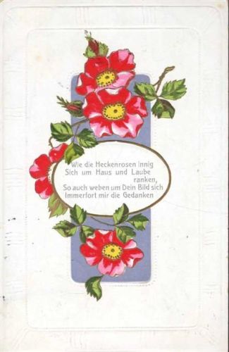 um 1906 Rosen mit Gedicht AKU1