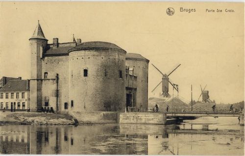 um 1910/20 Bruges, -Porte Ste Croix-, Windmühle, Burg,Märtens-Matthys