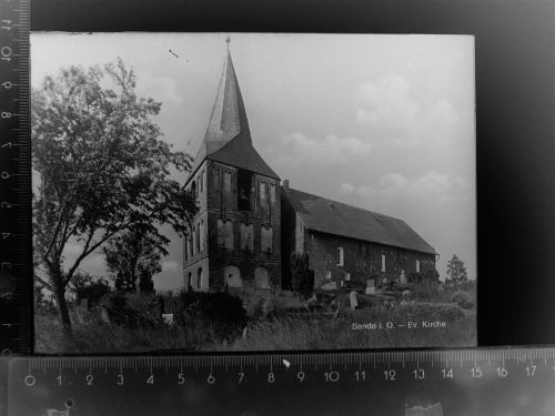 26452 W2945 Sande , Kr Friesl GLASNEGATIV Ev. Kirche