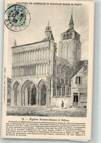 Dijon 1906 Kirche Notre Dame Briefmarke bildseitig
