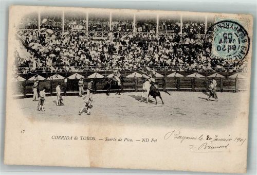 Bayonne 1905 Stierkampf Arena Marke bildseitig Ort lt. Stempel