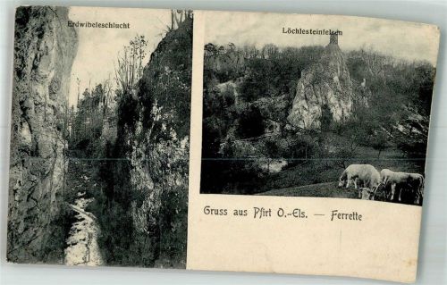 Ferrette Elsass Erdwibeleschlucht Löchlesteinfelsen