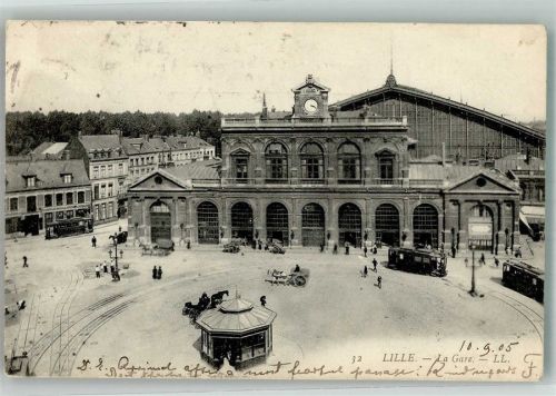 Lille 1905 Bahnhof Straßenbahn