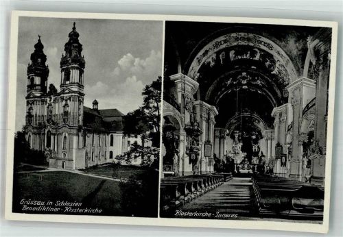 Grüssau Krzeszow Foto AK Kloster- Kirche innen