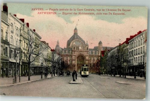 Antwerpen 1915 Hauptbahnhof Straßenbahn Avenue de Keyser Feldpost WK I