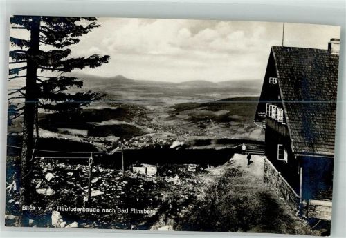 Heufuderbaude Gasthaus Isergebirge Blick nach Bad Flinsberg