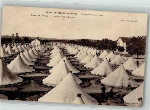 Sissonne 1914 Camp de Sissione Zeltlager Feldpostexpedition d. 3. Inf Div. Nr. 32