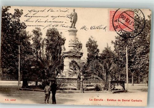 La Coruna 1905 Denkmal Daniel Carballo Marke bildseitig