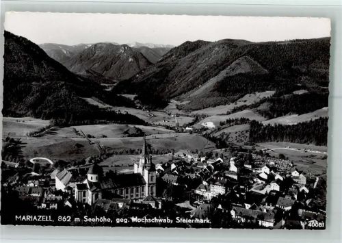 Mariazell Ortsansicht gegen Hochschwab AKU2