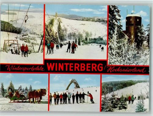 Winterberg Winteraufnahmen Schlepplift Pferdeschlitten Skikurs Sprungschanze Mehrfachaufnahme