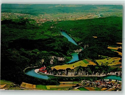 Weltenburg Luftaufnahme Kloster Weltenburg am Donaudurchbruch mit Kelheim und Befreiungshalle