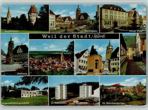 Weil der Stadt Rathaus Kath. Kirche St. Peter & Paul Stadtmauer Marktplatz Denkmal Johannes Kepler Hotel Post Jugendbildungsstätte Keltenstraße Im Märchengarten