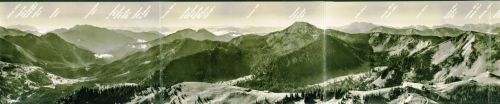 Rottach-Egern Wallbergbahn, Panorama der Zentralalpen, 4-fach Klappkarte, nicht vollständig abgebildet!