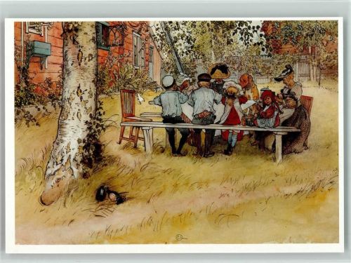 Schwedisches Frühstück unter der Birke Gemälde Carl Larsson
