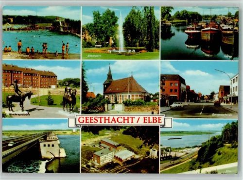 Geesthacht Schwimmbad Stadtpark Hafen Kinderspielplatz Kirche Bergedorferstraße Elbbrücke Fliegeraufnahme Reaktor Elbe