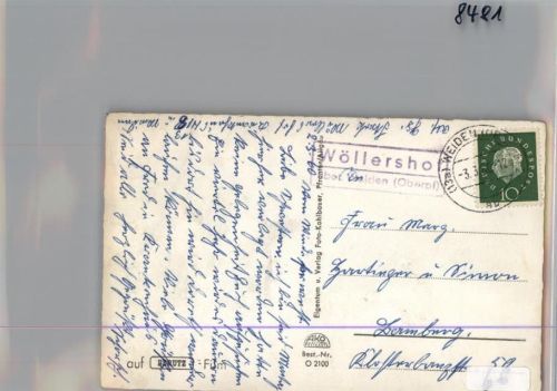 92721 W8481 Wöllershof b Neustadt a d Waldnaab KEINE AK Landpoststempel
