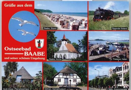Baabe Strand Kirche Hafen Eisenbahn Museum