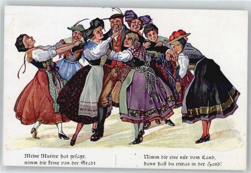 Mann umringt von Frauen