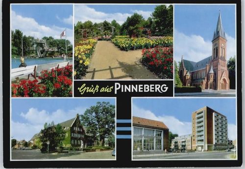 Pinneberg Kirche Uhr Blumen Schwimmbad Auto Sprungturm