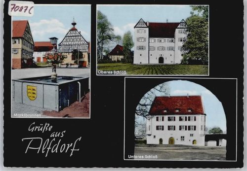 Alfdorf Marktplatz, Brunnen, Schloß