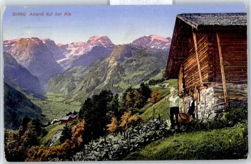 Berghütte, Abend auf der Alp