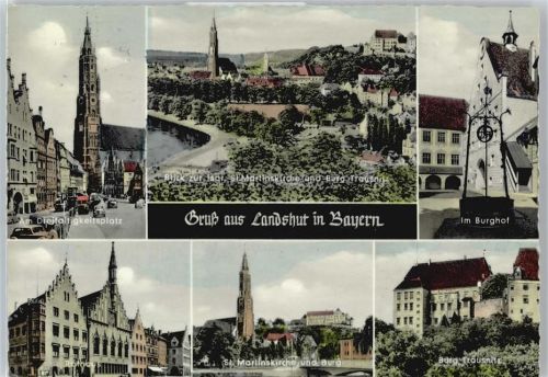 Landshut Dreifaltigkeitsplatz, Rathaus, Kirche, Burg Trausnitz