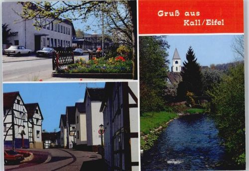 Kall Fluss Brücke Straße Auto Haus Baum Blumen