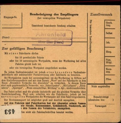 Ahrenfeld Landpoststempel
