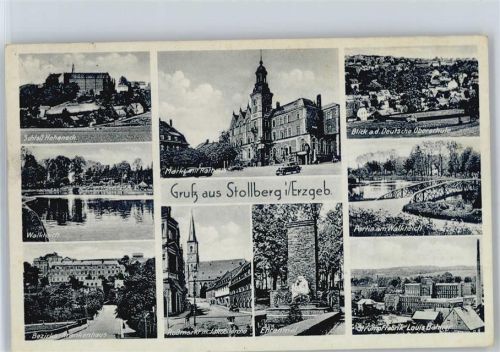 Stollberg Schloss Hoheneck, Walkteich, Krankenhaus, Roßmarkt, Jakobikirche, Ehrenmal