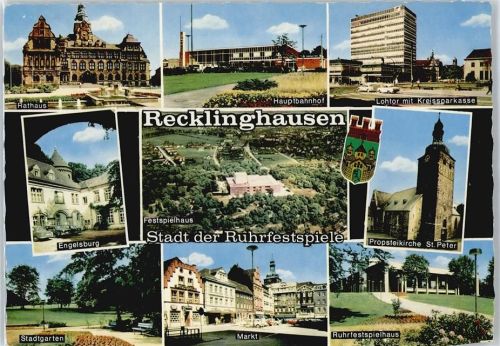 Recklinghausen Hauptbahnhof Rathaus Auto Kirche Markt Stadtgarten Fliegeraufnahme