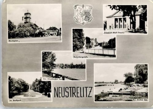 Neustrelitz Marktplatz, Gutenbergstraße, Theater, Zierker See, Stadtpark