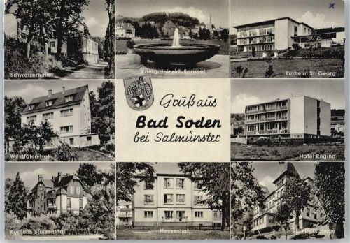 Bad Soden-Salmünster Schweizerhaus, Kurheim St. Georg, Westfalen-Hof, Hessenhof, Hotel Regina, Kurheim Stolzenthal