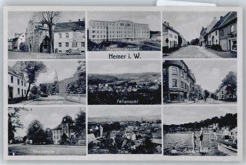 Hemer Amtshaus, Hindenburgstraße, Schwimmbad, Schule, Standortlazarett
