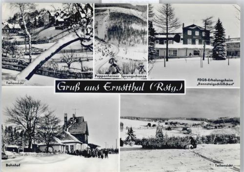 Ernstthal Teilansicht, bahnhof, Pappenheimer Sprungschanze, FDGB Rennsteigschlösschen