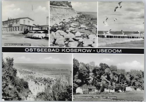 Koserow FDGB-Erholunsgheim Seeblick und Ulrich Walter, Strand