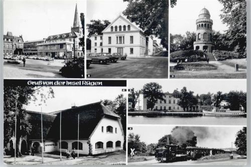18528 W8052 Bergen , Rügen - Theater, Turm, Hotel am Hafen, Rugard-Gaststätte AKU2