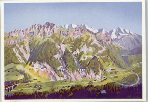 Meiringen Loetschbergbahn Künstlerkarte