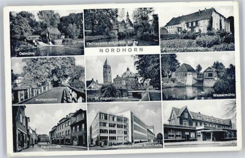 Nordhorn Mühlendamm, Kirche, Wassermühle, Bahnhof, Hauptstraße, Oelmühle