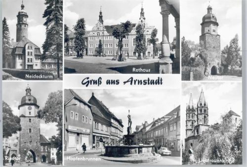 Arnstadt Neideckturm, Rathaus, Neutor, Riedtor, Brunnen, Kirche
