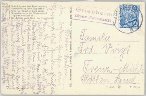 Arnstadt Landpoststempel Griesheim