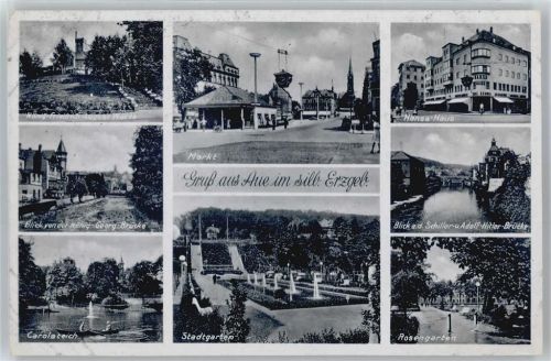 Aue König-Friedrich-August Warte, Carolateich, Stadtgarten, Markt, Rosengarten, Hansa-Haus