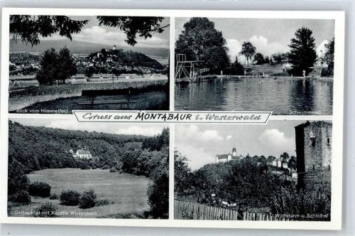 Montabaur Gesamtansicht, Kapelle Wirzenborn, Wolfsturm, Schwimmbad