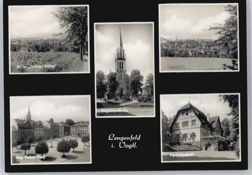 Lengenfeld Gesamtansicht, August-Bebel-Platz, Aegidius-Kirche, Parkwirtschaft
