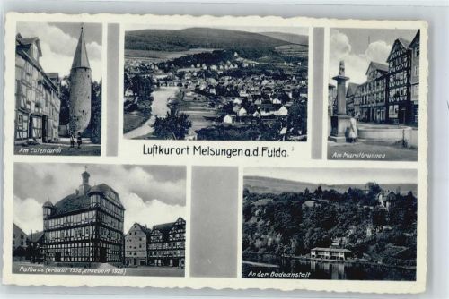 Melsungen Eulenturm, Marktbrunnen, Rathaus, Badeanstalt