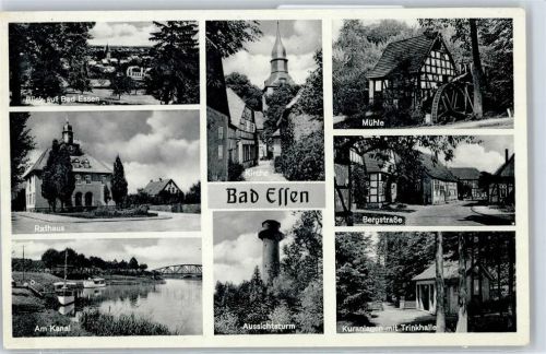 Bad Essen Rathaus, Am Kanal, Aussichtsturm, Kirche, Mühle, Bergstraße, Trinkhalle, Kuranlage