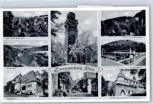 Langenberg Blick vom Frohnberg, Dellbachtal, Bürgerhaus, Sender, Schwimmbad, Bismarckturm, Krankenhaus Marienheide