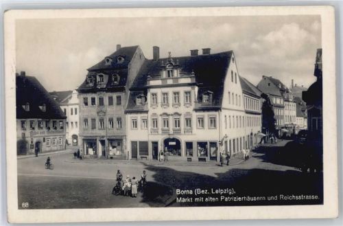 Borna Marktplatz mit alten Patrizierhäusern, Reichsstraße