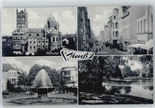 Neuss Münster, Büchel, Drusus-Platz, Stadtgarten, Brunnen