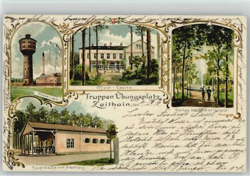 Zeithain 1901 Wasserwerk Offizier-Casino Hauptwache Aresthaus Garten